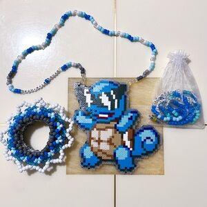 Pokemon Squirtle Perler Kandi Necklace